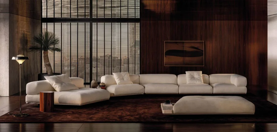 Sofa mô-đun đa giác khối chồng lớp, lưng tựa nghiêng chéo M8-I538