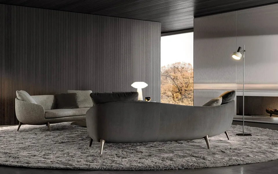 Sofa dáng cong mềm chân nhôm lông vũ cho nhà nhỏ M8-I545