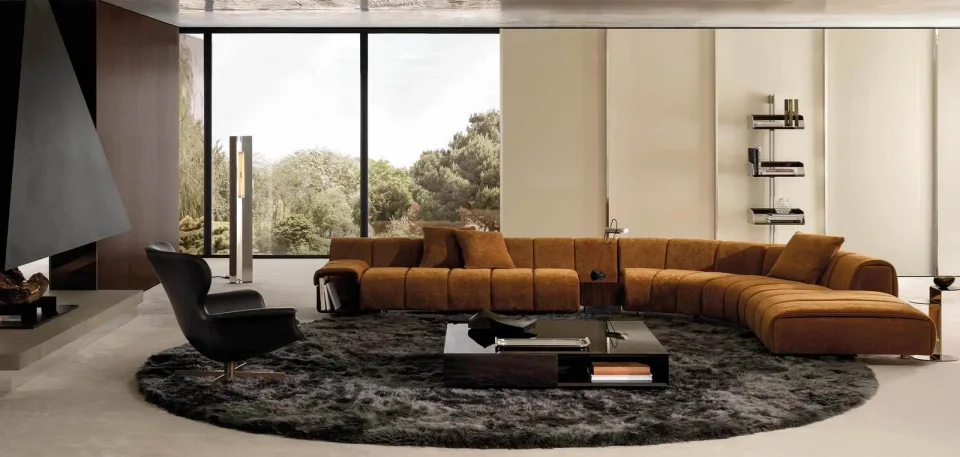 Sofa module chần dải song song kèm hộc gỗ bên hông M8-I551