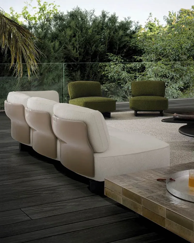 Sofa ngoài trời tấm lưng dệt dây giả mây dáng cánh hoa M8-I555