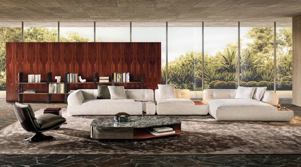 Sofa modul khối bọc lưng cong khung kim loại lơ lửng M8-I562