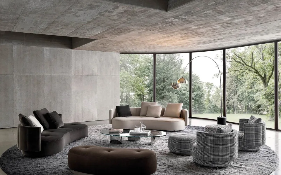 Sofa bọc khối đầy đặn bo tròn đế kim loại mảnh M8-I566