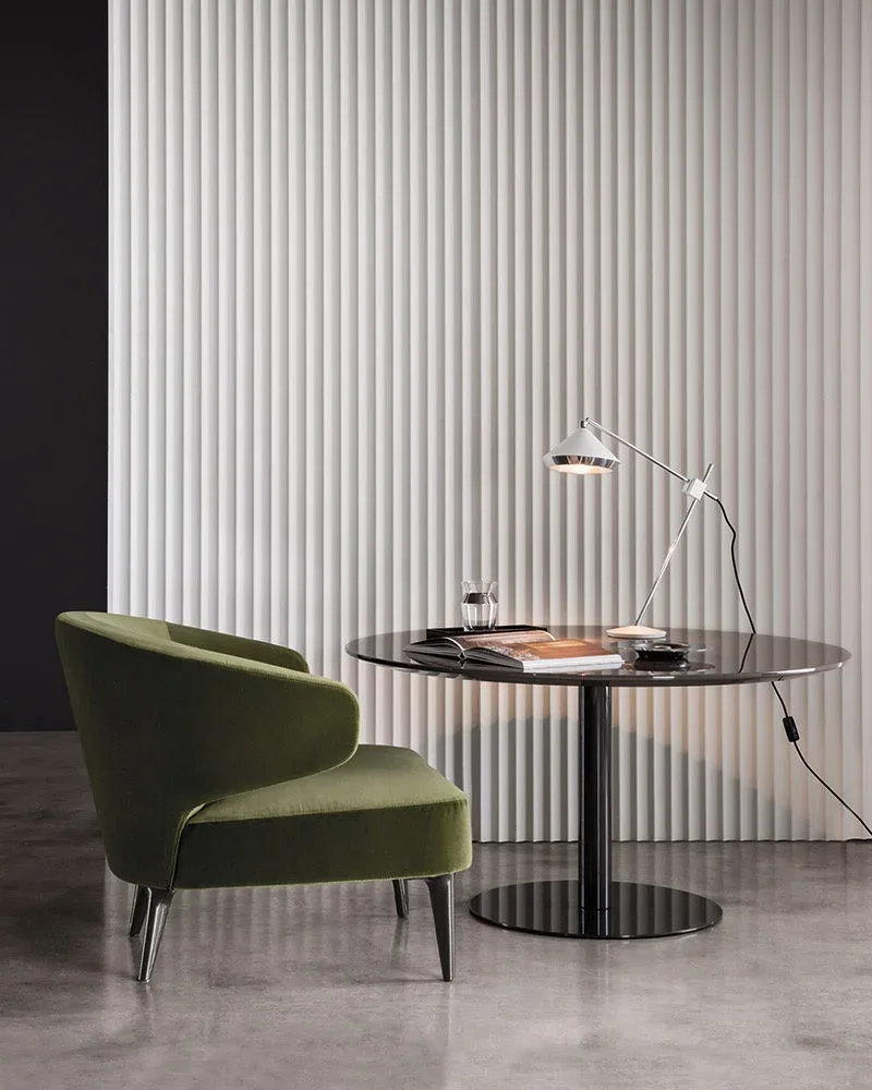 Bàn ăn lounge chân ống kim loại mặt đá hoặc veneer ebony M8-I579