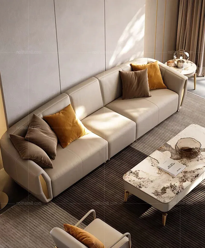 Mẫu sofa cao cấp chân inox mạ vàng sang trọng M8-3609