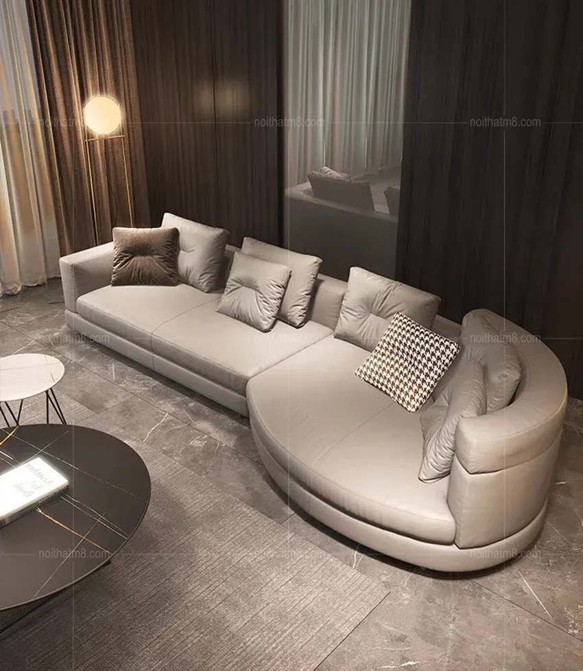 Mẫu sofa da cao cấp kiểu dáng góc L tinh tế M8-3598