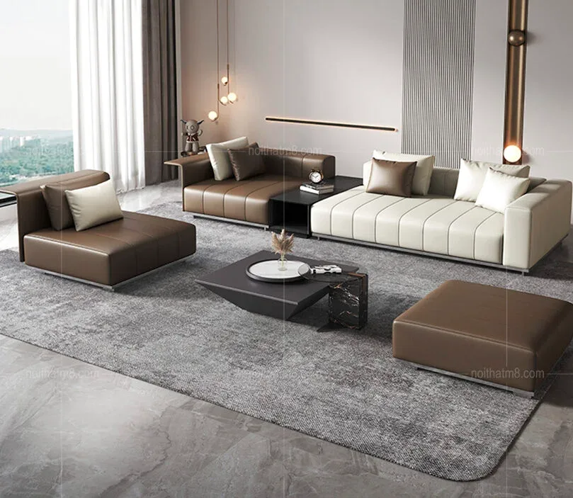 Sofa da phong cách Ý cao cấp dành cho biệt thự M8-3545