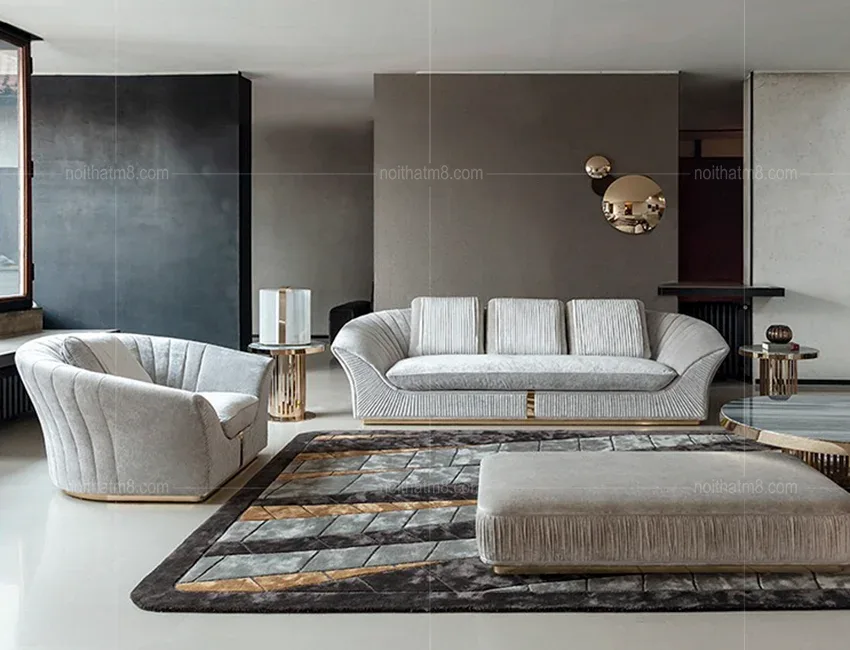Sofa nỉ nhung cao cấp cho phòng khách chung cư, biệt thự sang trọng M8-3615