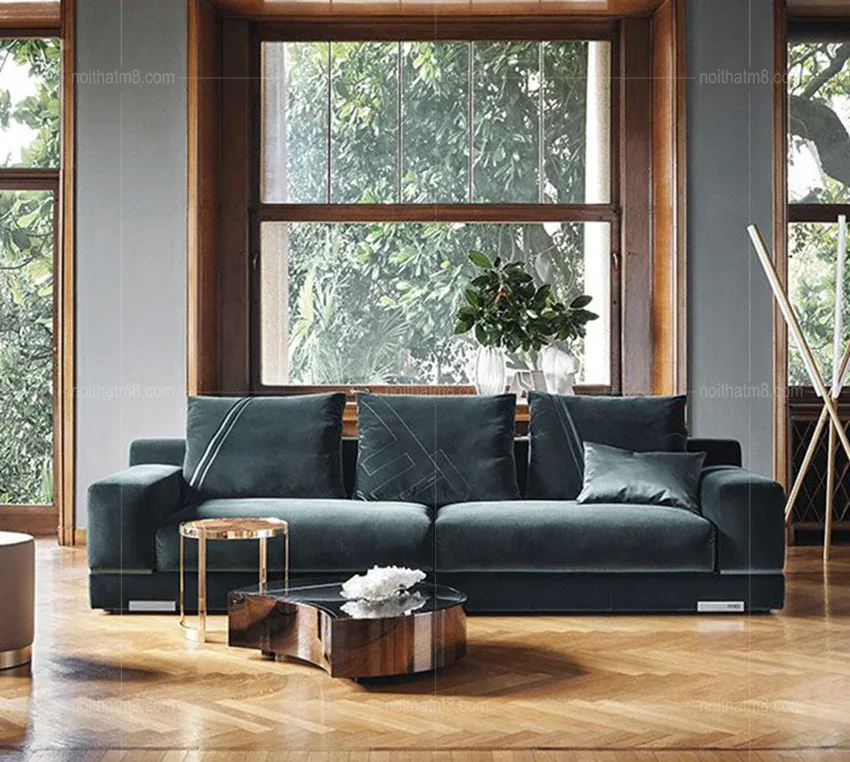 Ghế sofa bọc nỉ nhung phong cách Ý sang trọng M8-3607