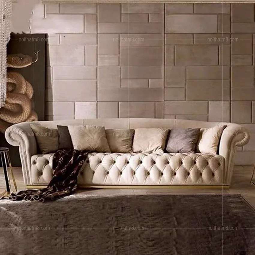 Mẫu sofa nỉ nhung cao cấp phong cách châu Âu sang trọng M8-3579