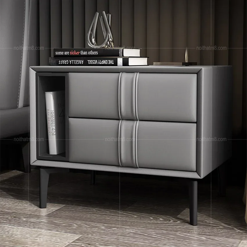 Tủ đầu giường phòng ngủ bọc da hiện đại sang trọng M8-8002